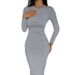 2024 European American Women's Clothing Spring And Autumn New Fashion Solid Color Round Neck Slim Short Sleeve_ecoleips.com