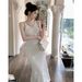 Women's Clothing Knitted Long Skirt Slim Fit Fairy Suspender Skirt Summer Three Dimensional Flower Dress_ecoleips.com