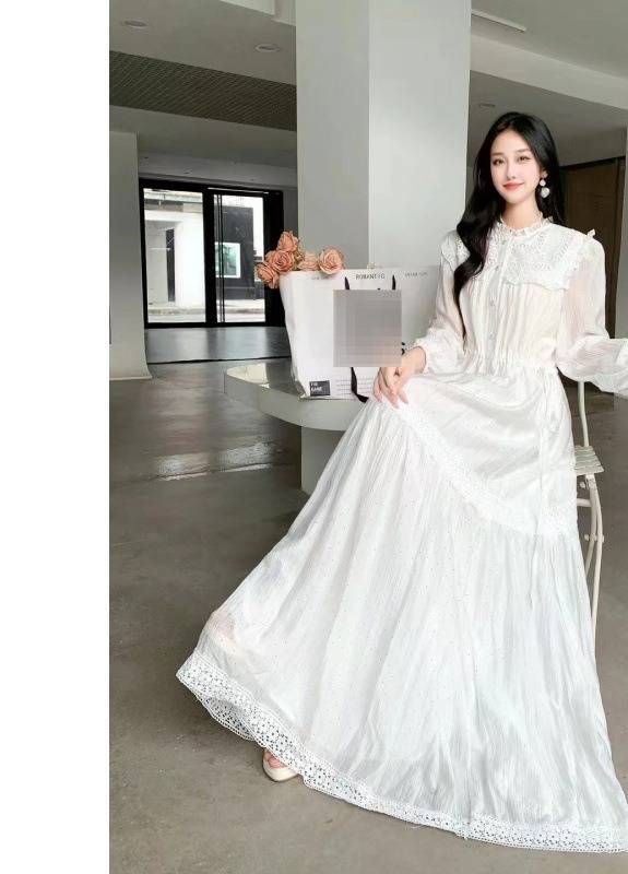 Ethereal Fairycore Dress For Women – Elegant Flowy Summer Dress In White/Black/Khaki (S-L)_ecoleips.com