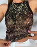 Golden Leopard Print Sleeveless Round Neck Vest Top - Polyester Blend, Lightweight & Stylish For Women_ecoleips.com