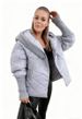 Women's Quilted Hooded Puffer Jacket – Oversized Diamond-Stitch Coat In Soft Polyester (Black/Grey/Pink/Coffee, Cropped Length)_ecoleips.com