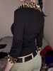 Women's Slim Fit V Neck Long Sleeve T-Shirt Leopard Print Patchwork Versatile Base Layer Top For Autumn Winter_ecoleips.com