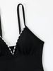 Women's Clothing Sexy Backless One-Piece Swimsuit -Embrace Confidence By The Water Triangle Drawstring Design (Black, Solid Color)_ecoleips.com