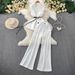 Women's Clothing Premium Gray Suit Set For Women V Neck Double Breasted Vest Sleeveless Belted Top High Waisted Slim Fit Wide Leg Trousers_ecoleips.com