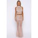 Women's Clothing Women's Sleeveless Halter Neck Glitter Mesh Pleated Skirt Set Sexy Fashion Top Bottoms Combo_ecoleips.com