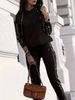 women's loose casual three piece suit set with sequined jacket tube top and wide leg pants for spring/autumn_ecoleips.com