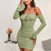 2025 European And American Spring Summer New Women's Fashion Cross-border Lace-up Off-shoulder Long Sleeve Slim Fit_ecoleips.com
