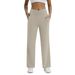 K Naked Feeling V Waist Cross Wide Leg Pants With Pockets Fitness Sports Yoga No T Line Long Pants Casual Pants Female_ecoleips.com