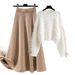 Women's Knit Sweater & Midi Skirt Set – Trendy Autumn Winter Outfit, Slimming & Elegant Two-Piece Ensemble_ecoleips.com