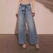 Women's Clothing High Waist Wide Leg Jeans For Women Tie Up Washed Straight Leg Denim European And American Style_ecoleips.com