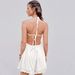 Voya Women's V-neck Camisole Dress With Large Backless Lace Beach Casual Vacation Jumpsuit Shorts_ecoleips.com