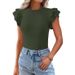 Women's Clothing Round Neck Short Sleeve Top Ruffled Casual Solid Color American Style New 2026 Fashion For Ladies_ecoleips.com