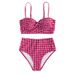 Women's Bikini Swimsuit Sexy European American Style Plaid Two Piece High Waisted Bikini Beach Set_ecoleips.com
