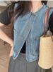 Fashionable Stylish Versatile Layered Denim Vest Women Spring Summer New Loose Short Sleeveless Jacket For Petite Casual_ecoleips.com