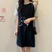 Summer Loose Japanese-style Cartoon Line Bear Cute Print Women's And Pregnant Women's Fashionable And Casual Round-neck Dress_ecoleips.com