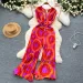 Summer Elegant Women Abstract Print Jumpsuit Chic Streetwear Wide Leg Romper Mujer V Neck Bodycon Sleeveless High Jumps_ecoleips.com