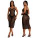 Women's Clothing V Neck See Through Sequin Dress Slim Long Skirt With Underwear Women's Clothing_ecoleips.com