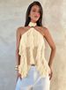 European And American Style New Women's Clothing Solid Color Slim-fitting High-waisted Street Fashion Neck Halter T-shirt_ecoleips.com