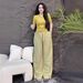 Women's Clothing Asian Style Summer T-Shirt And Wide Leg Pants Set Solid Color Tight Short Sleeve Two-Piece Outfit_ecoleips.com