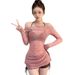 Women's Polka Dot off Shoulder Chiffon Bikini Three Piece Set Slimming Vacation Style Sexy Two Piece Swimsuit for Hot Spring_ecoleips.com