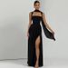 Women's Clothing Slim Solid Color Slit Ribbon Dress Fashion Temperament Suspender Winter New Clothing_ecoleips.com
