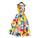 Women's French Retro Print Dress Round Neck Sleeveless Slimming Elegant Full Skirt Summer Style_ecoleips.com