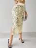 K Women's Fashion Solid Color Elegant High Waist Tight Medium Length Glitter Wrapped Hip Skirt_ecoleips.com