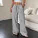 Women's Wide Leg Pants Knotted Waist Slant Pockets Textured Fabric Casual Comfort Fit Bottoms_ecoleips.com