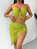 Women's Clothing Halter Neck Bikini With Skirt Sexy Tassel Swimsuit Fashion Shawl Swimsuit_ecoleips.com