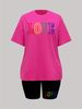 Summer Women's Casual And Fashionable Love Letter Print Loose T-shirt+shorts Two-piece Sportswear Suitable For Daily Wear-47_ecoleips.com