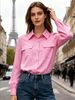 Spring And Autumn Fashion New Style Temperament Commuting Pure Color Versatile Classic Elegant Women's Pocket Long-sleeve Shirt_ecoleips.com