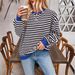 Women's Oversized Stripe Sweatshirt Fall Winter Casual Long Sleeve Pullover Hoodie Fashion Streetwear Loose Fit Cotton Blend_ecoleips.com