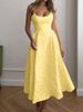 Women A-Line Dresses New Summer Solid Sexy Backless O-Neck Low Chest Sling Maxi Dress Streetwear Fashion Casual Slim Lady Dress_ecoleips.com