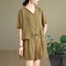 Plus Size Casual Fashion Age-Reducing Cotton Linen Women's Summer Outfit For Chubby MM Slimming Short_ecoleips.com