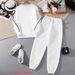 Men's & Women's Casual Letter Print Sweatshirt Set - Long Sleeve Pullover Hoodie & Joggers - Soft Polyester Comfort Fit (White/Black, S-Xxl)_ecoleips.com