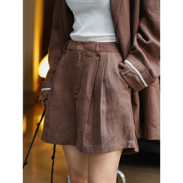 Suitable For All Seasons 【Just LUF】Korean Style Loose Slimming Wide-Leg Louvre Bermuda Summer Casual Shorts For Women With Draping Effect_ecoleips.com