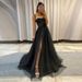 Suspender Evening Dress Cross Border New Style Birthday Party Little Sister Party Evening Dress High Waist Slim Side Slit Dress_ecoleips.com