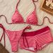 Women's Two Piece Swimsuit European And American Style Cross Border Tie up Shorts Bikini Striped Print 2026_ecoleips.com