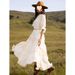 Beige Tassel Vacation Style Xinjiang Travel Outfit Bohemian Long Dress For Women Summer_ecoleips.com