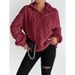 Women's Clothing Reversible Fleece Floral Zip-Up Hoodie - Soft & Stylish Pullover With Cozy Double-Sided Fabric (Wine Red, Khaki, Beige, Dark Gray)_ecoleips.com