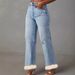 "Vintage Washed Lambswool-Blend Jeans - Light Blue Distressed Denim (S-5XL)"_ecoleips.com