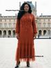 Plus Size African Style Women's Dress Floral Sleeve 3D Flower Decoration Pleated Beaded Design New_ecoleips.com