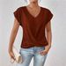 Women's Clothing Solid Color V Neck T Shirt Elegant Short Sleeved Top Spring And Summer_ecoleips.com