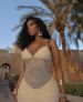 K Fashion Suspender Mesh Waist Revealing Sexy Pleated Bag Hip Fringe Dress_ecoleips.com