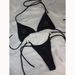 New Black Bikini Three Piece Swimsuit Style Sexy Low Waisted Thong Two Piece Tie On Women's Clothing_ecoleips.com