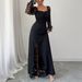 Sexy Cutout Long Sleeve Floor‑Length Dress Women Evening Party Nightclub Wear_ecoleips.com