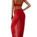 Women's Clothing Three-piece Swimsuit Long Backless Bikini With Ruffle Edge Pure Color Fashionable Women's Swimwear_ecoleips.com