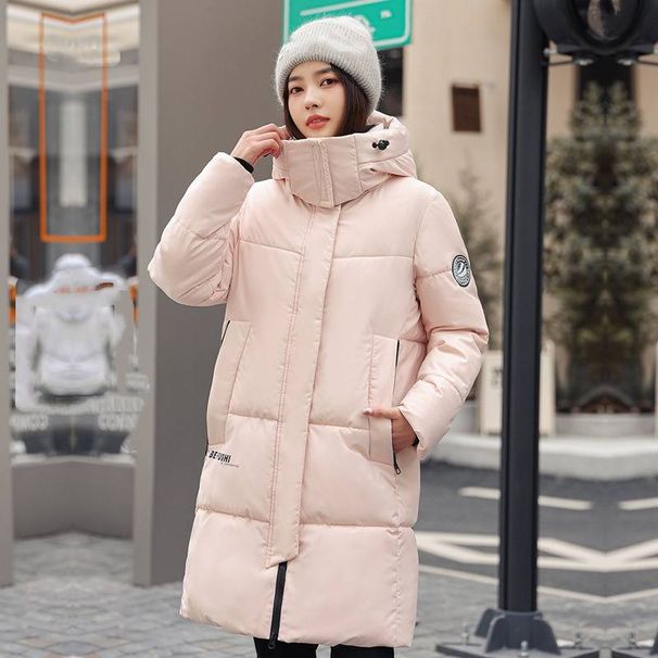 Winter Coat For Women Long Padded Jacket With Hood Warm Polyester Cotton Outerwear, Loose Fit Casual Parka (Black, Pink, Red, Khaki, Beige)_ecoleips.com