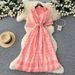 Floral Print Midi Dress – Elegant Wrap Dress With Belted Waist & Notched Collar – Timeless Feminine A-Line Dress For Work & Weekend_ecoleips.com