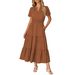 Women's V Neck Puff Sleeve Dress Ruched Short Skilled Full Skirt Spliced Long Style_ecoleips.com